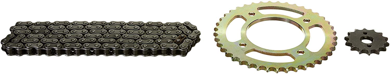 Uno Minda CH-4005 Quadra Rivet Chain & Alloy Steel Hardened Sprockets Chain & Sprocket Kit - R428 SIZE-118L / 14T / 41T(4H) For Honda Dream Yuga 110, Livo 110 